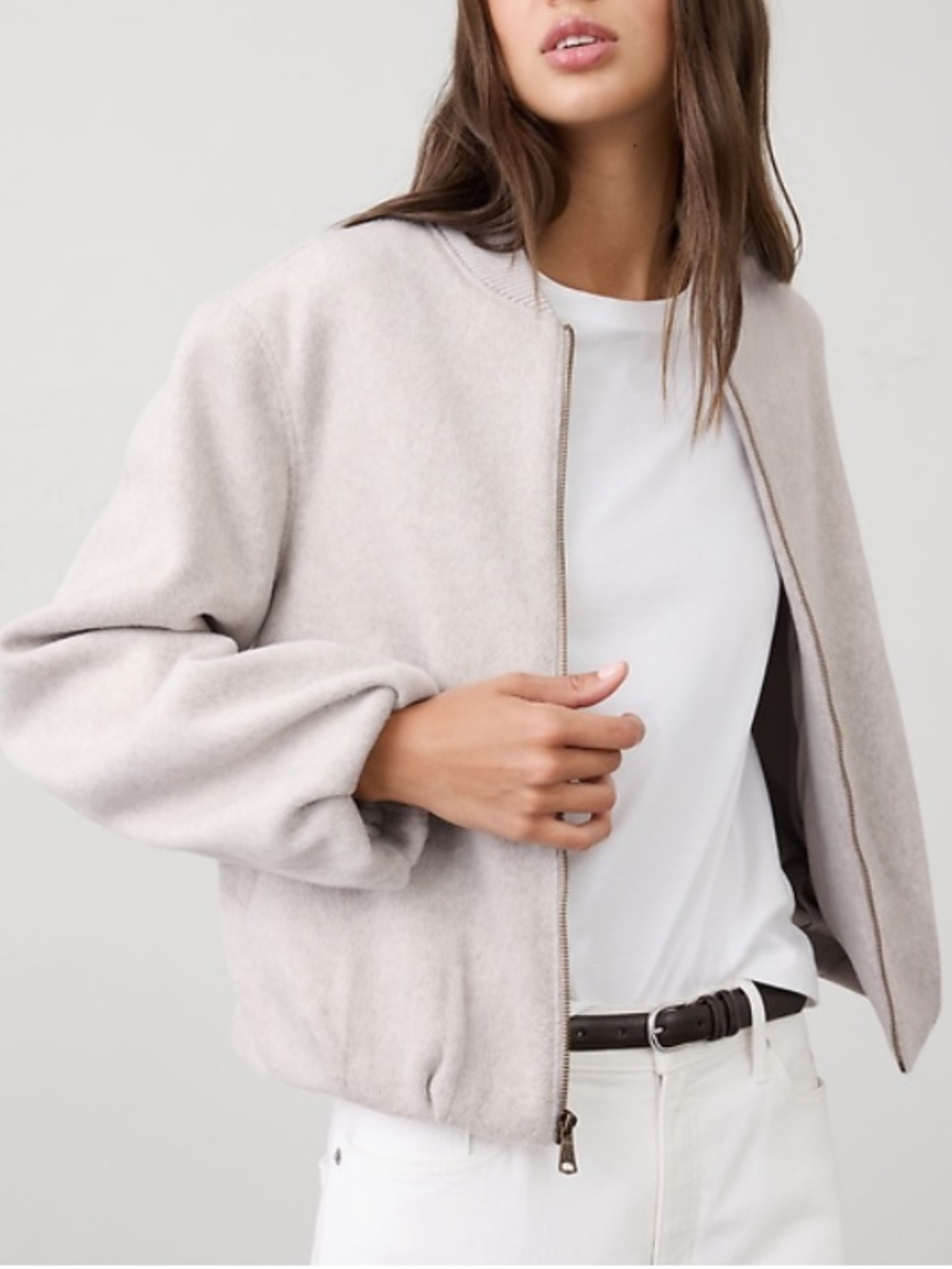 NWT Banana Republic XL Melton Soft Brushed Bomber Jacket Oatmeal Classic Capsule - Picture 9 of 9
